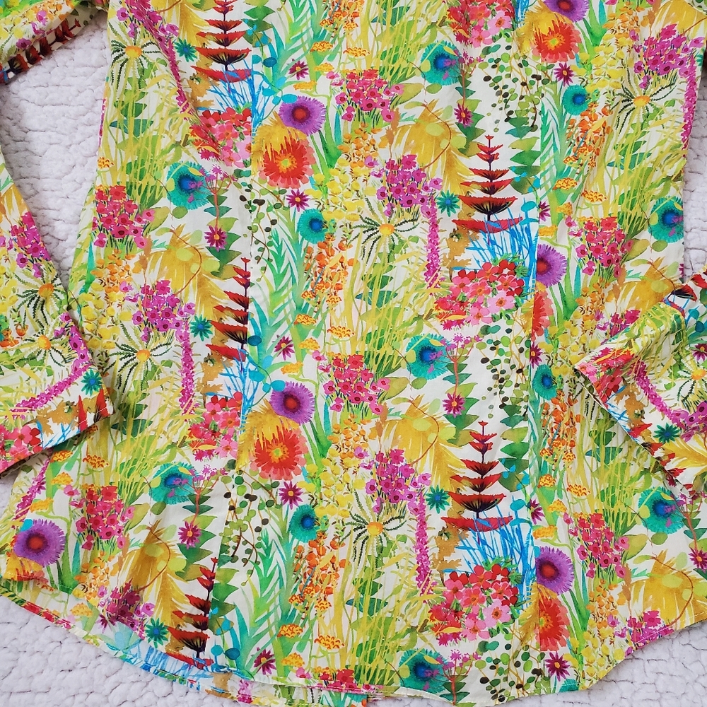 J.Crew Liberty Cotton Floral Button Down Size 0 Semi-Sheer - Picture 9 of 14
